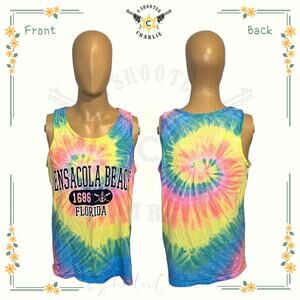 Pensacola Beach 1686 Florida Tie Dye Souvenir Tank Top Men’s Large
